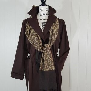 Ellen Tracy trench EUC choc brown M